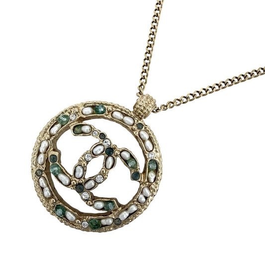 Chanel Necklace CC Logo Adjustable Rhinestone Faux Pearl