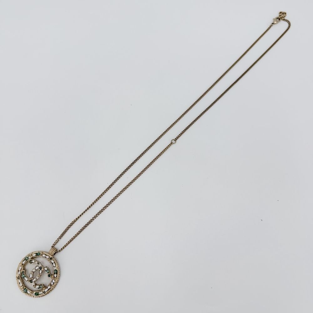 Chanel Necklace CC Logo Adjustable Rhinestone Faux Pearl — view 5