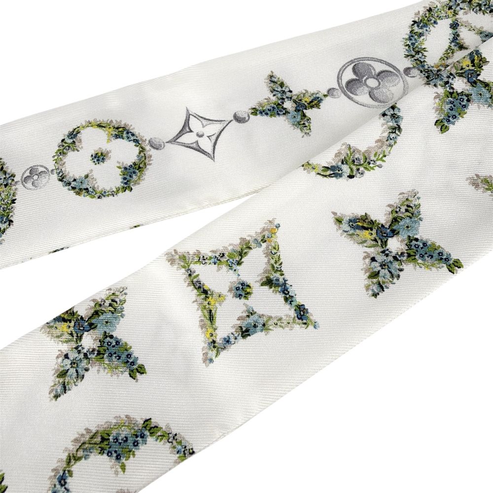 Louis Vuitton Scarf Bandeau BB Monogram Flower Silk White Green — view 5