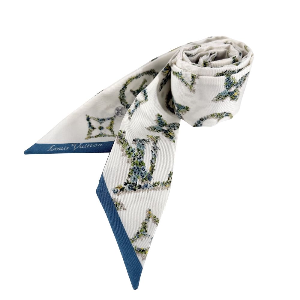 Louis Vuitton Scarf Bandeau BB Monogram Flower Silk White Green