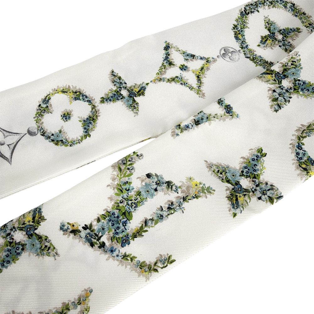 Louis Vuitton Scarf Bandeau BB Monogram Flower Silk White Green — view 6