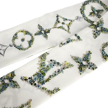 Louis Vuitton Scarf Bandeau BB Monogram Flower Silk White Green — view 6