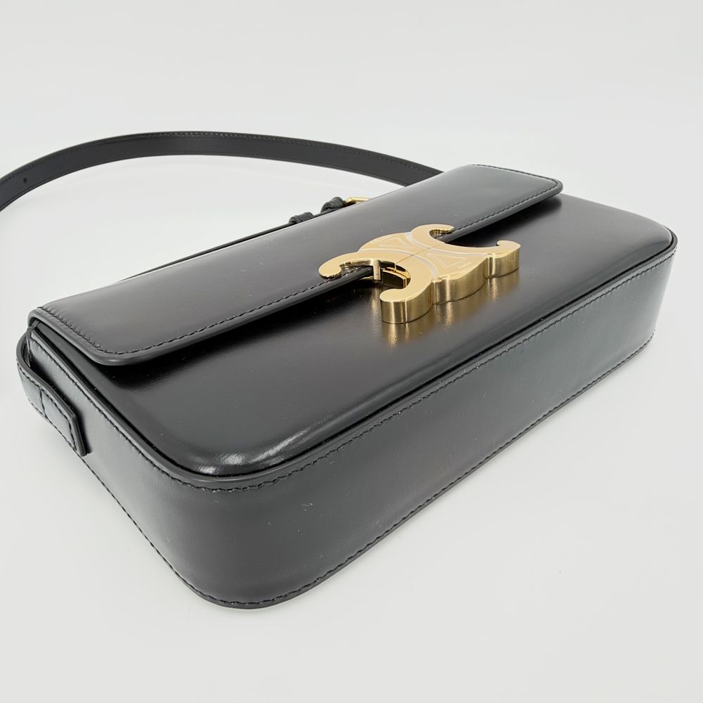 Celine Shoulder Bag Claude Triomphe Crossbody Leather Black Gold — view 3