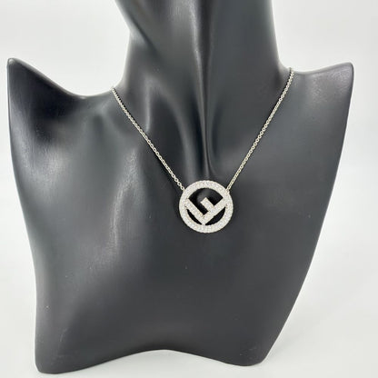 Fendi Necklace F is Fendi Adjustable Logo Rhinestone Silver — view 3