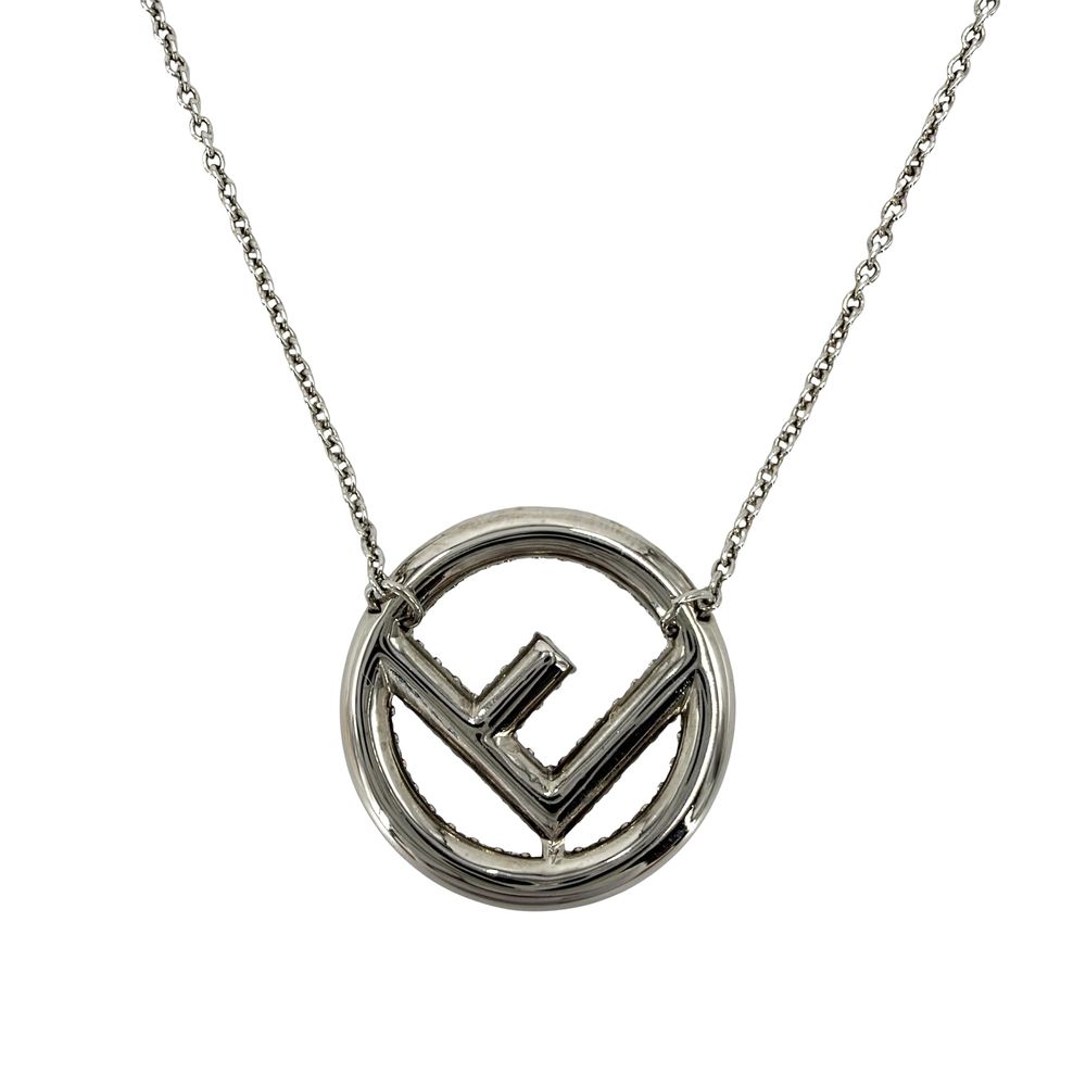 Fendi Necklace F is Fendi Adjustable Logo Rhinestone Silver — view 2