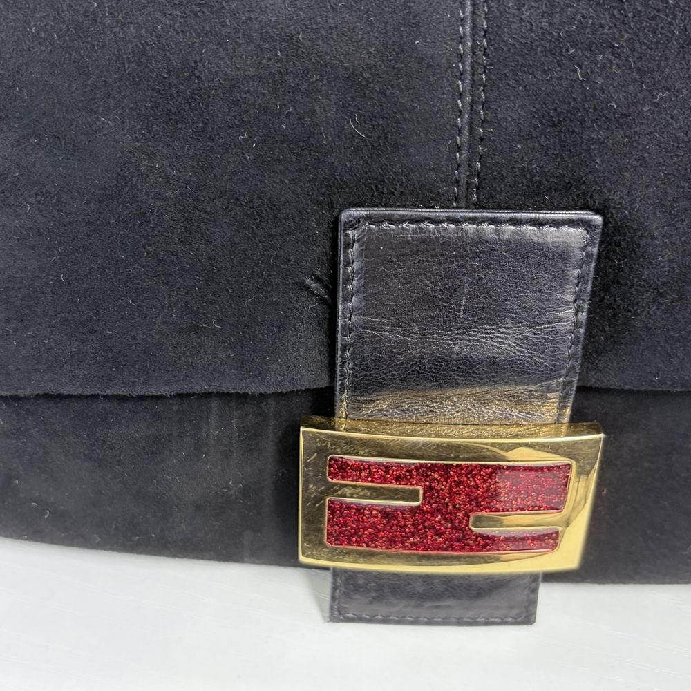 Fendi Shoulder Bag Mamma Bucket Suede Black Gold — view 7