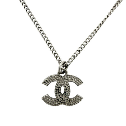Chanel Necklace CC Logo Rhinestone Silver — view 2