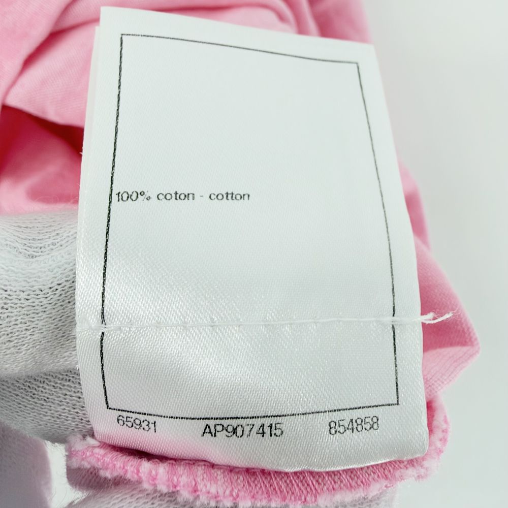 Chanel Short Sleeve T-Shirt Crew Neck CC Logo Top Pink Cotton Spring Summer S — view 5