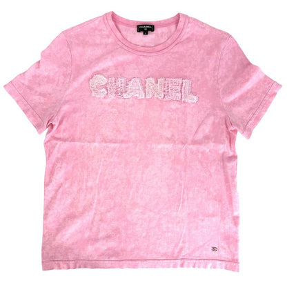 Chanel Short Sleeve T-Shirt Crew Neck CC Logo Top Pink Cotton Spring Summer S