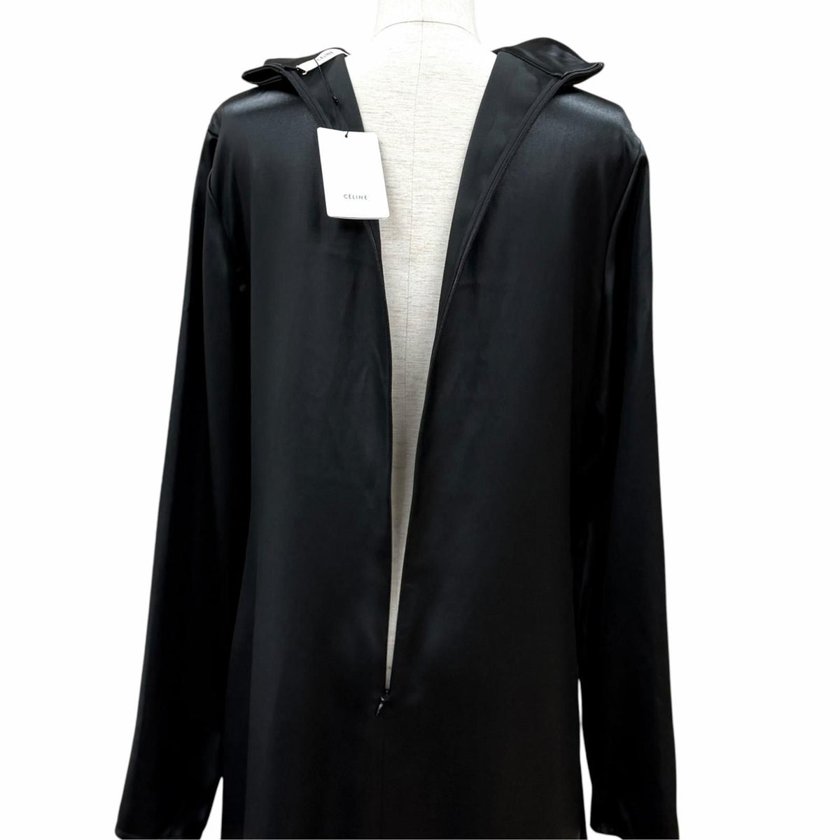 Celine 2 Phoebe Philo Era High Neck Long Sleeve Long Dress Black FR 40 — view 5