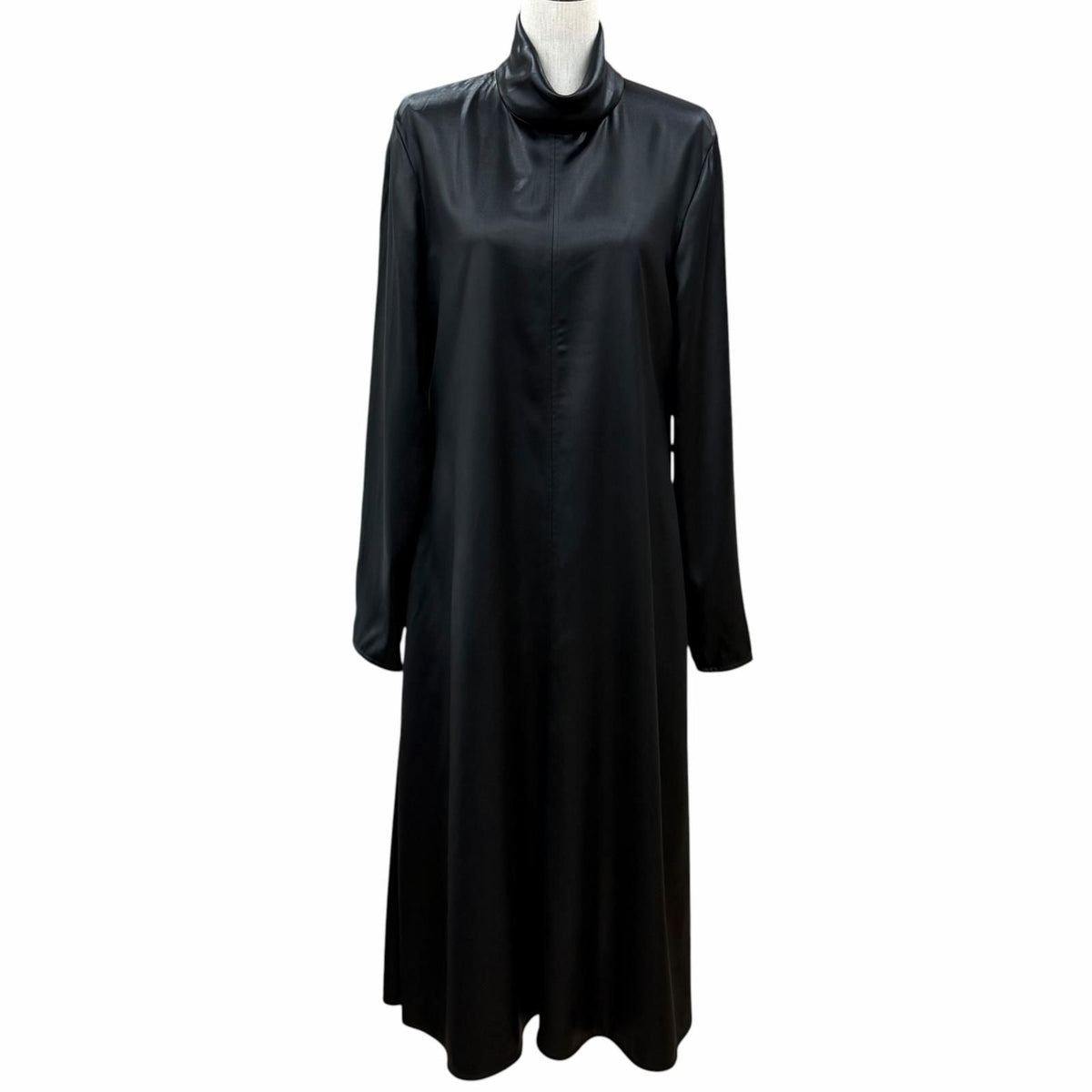 Celine 2 Phoebe Philo Era High Neck Long Sleeve Long Dress Black FR 40