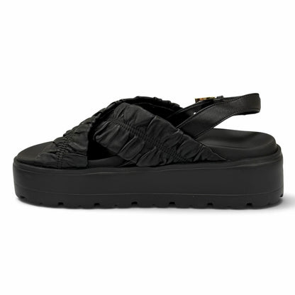 Prada Matelasse Leather Flatform Sandals Triangle Logo Black — view 5