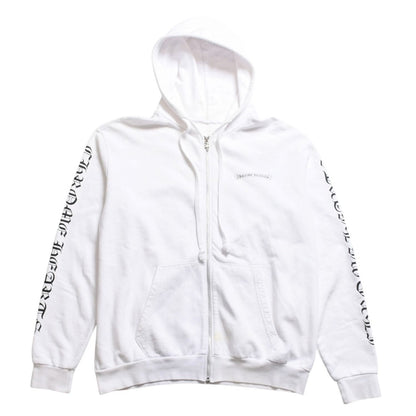Chrome Hearts Zip Up Hoodie Dagger Zip Scroll Label White L
