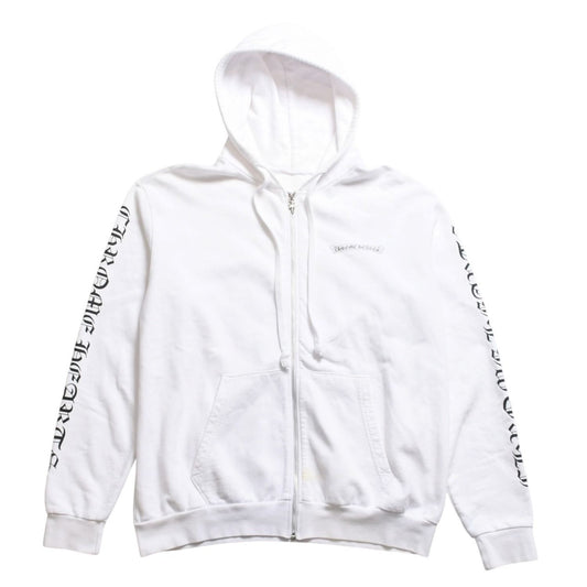 Chrome Hearts Zip Up Hoodie Dagger Zip Scroll Label White L