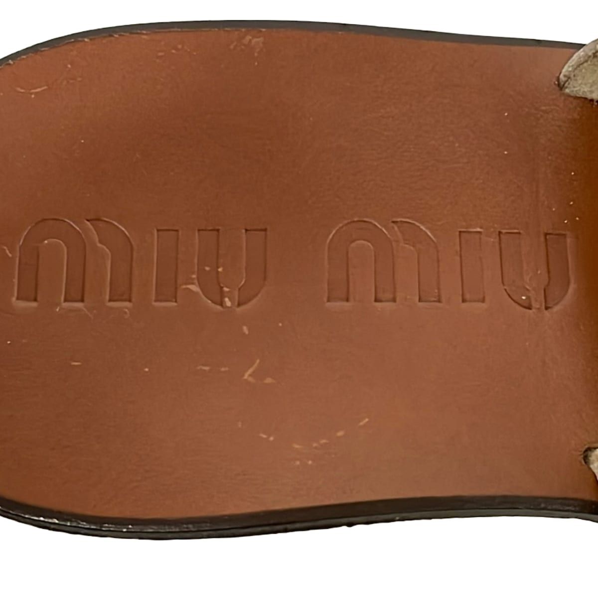 Miu Miu Mules Beige Wedge Sole Leather — view 5