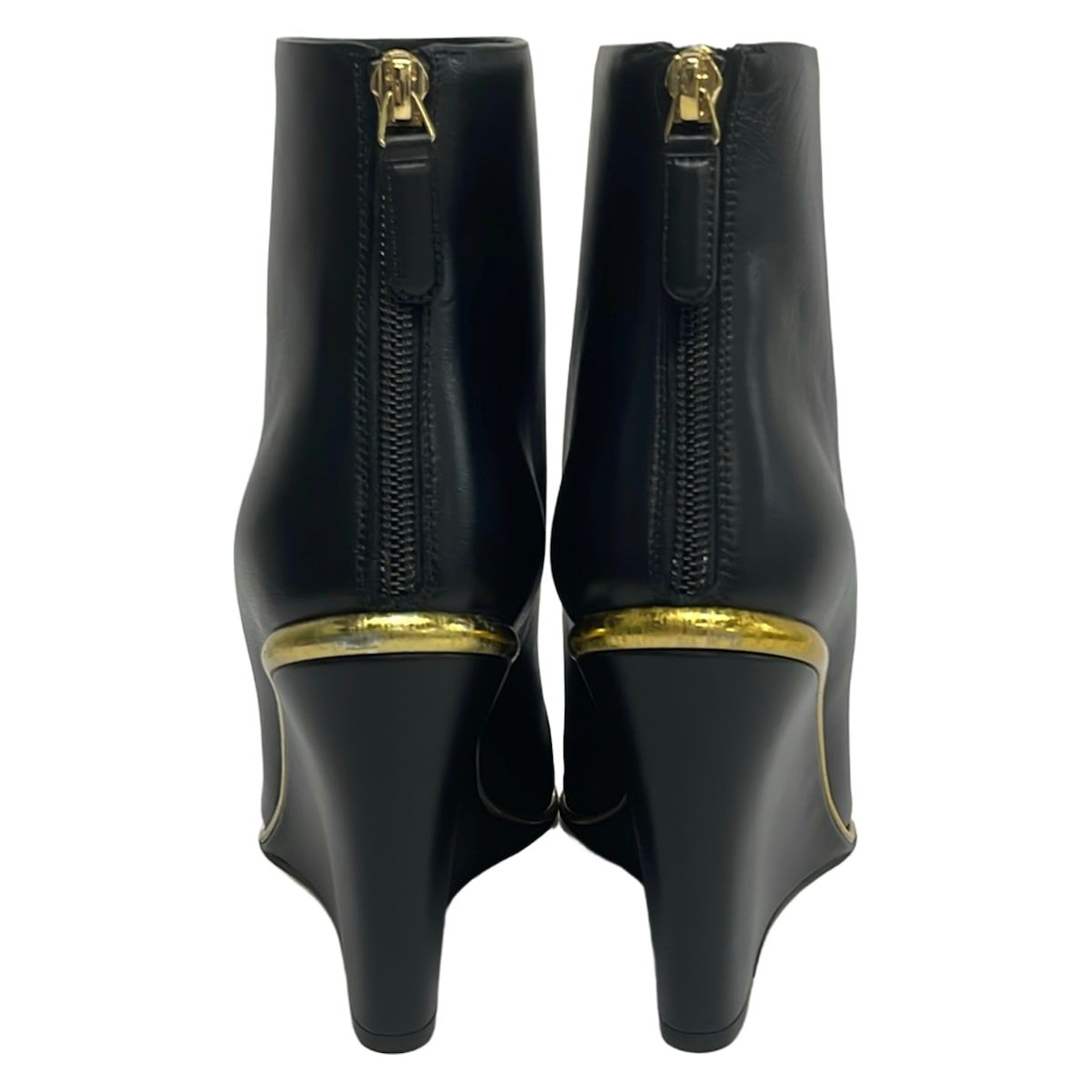 Chanel Short Boots Black Wedge Sole Lambskin — view 3