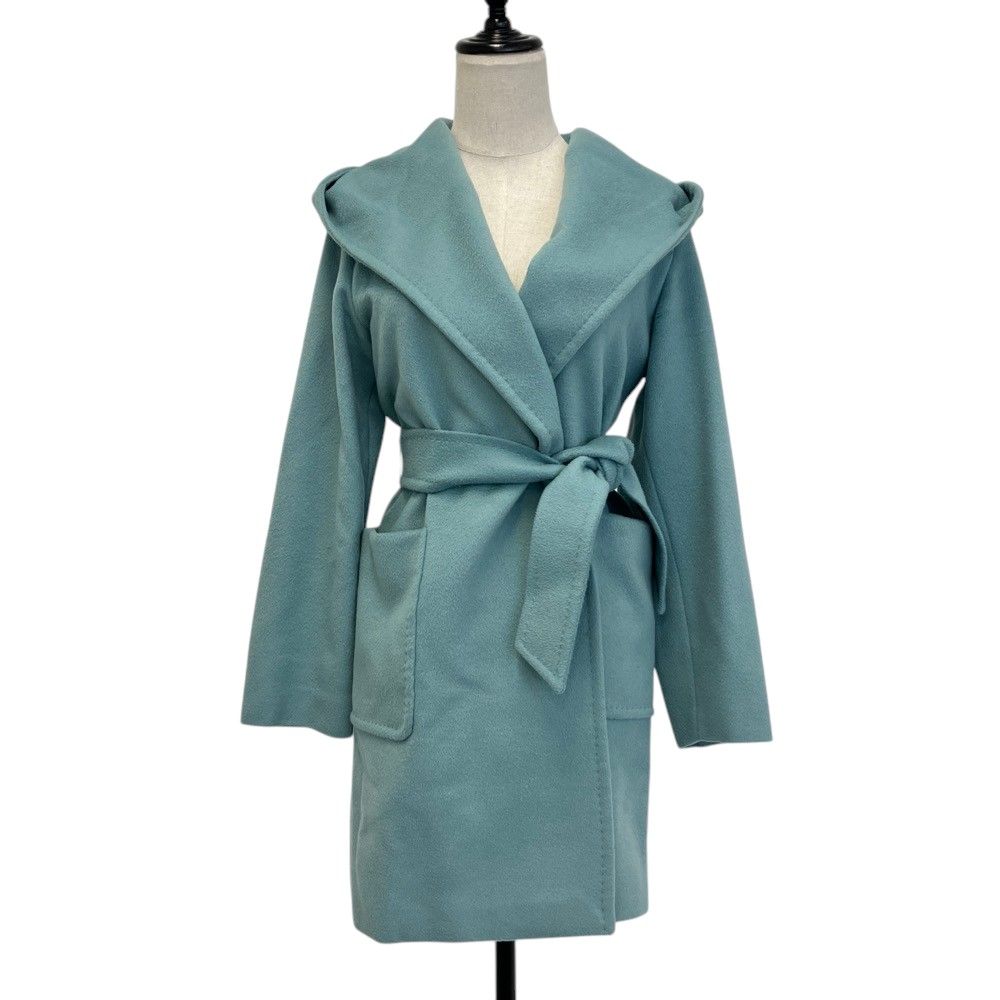 Max Mara Rialto Icon Coat Belted Light Blue Fall Winter 36