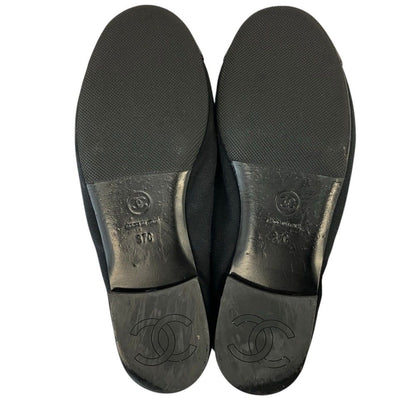 Chanel Leather Canvas CC Logo Mary Jane Flat Pumps Black Spring Summer Fall — view 5