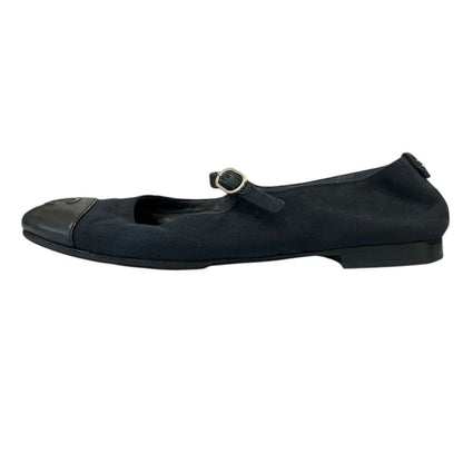 Chanel Leather Canvas CC Logo Mary Jane Flat Pumps Black Spring Summer Fall — view 2