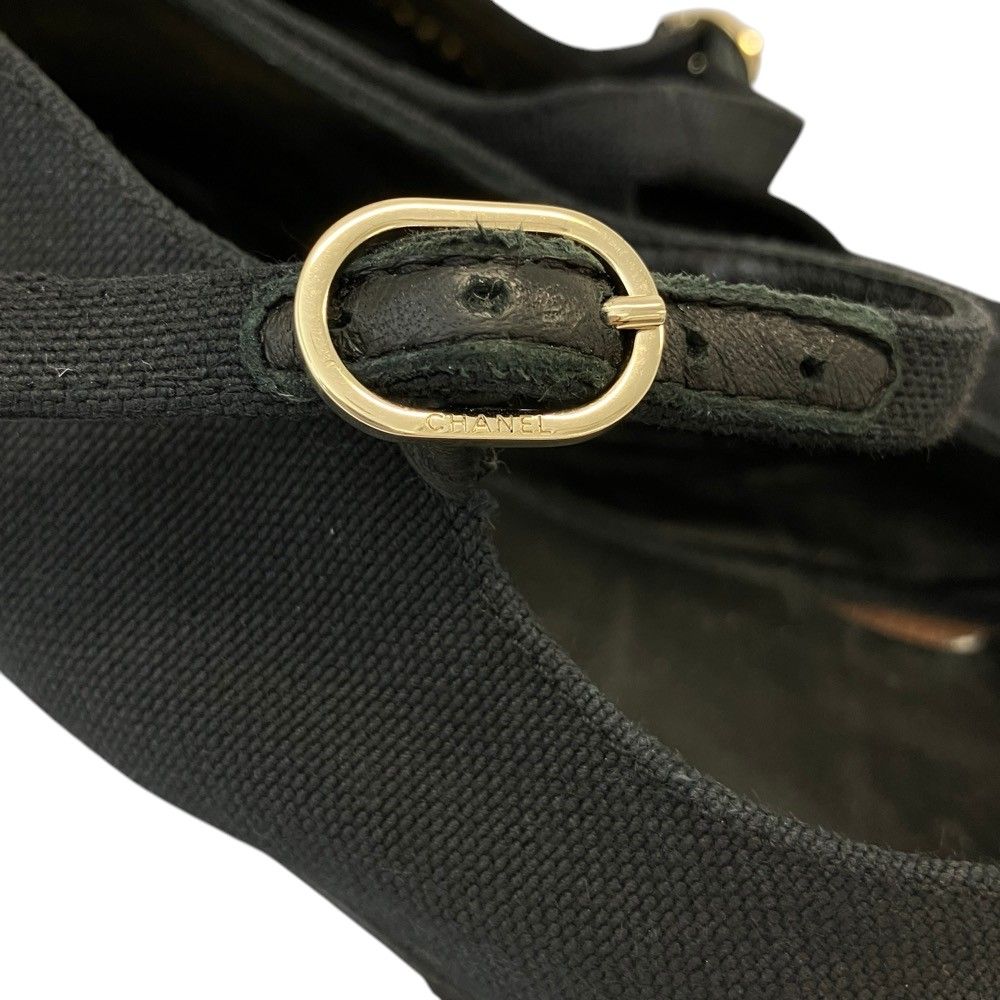Chanel Leather Canvas CC Logo Mary Jane Flat Pumps Black Spring Summer Fall — view 7