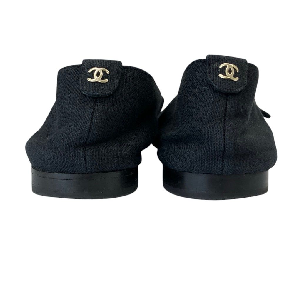 Chanel Leather Canvas CC Logo Mary Jane Flat Pumps Black Spring Summer Fall — view 3