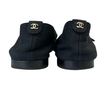 Chanel Leather Canvas CC Logo Mary Jane Flat Pumps Black Spring Summer Fall — view 3
