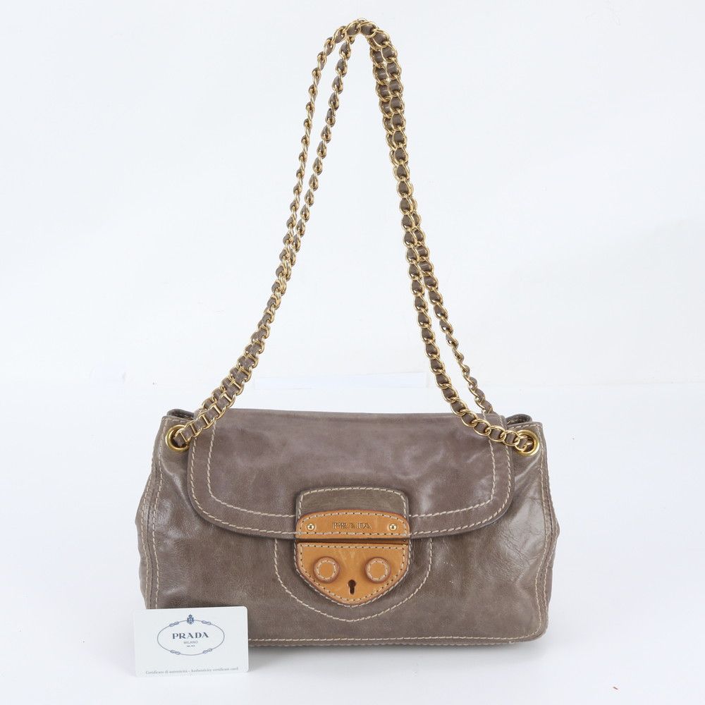 Prada White Tag Leather 2-Way Chain Shoulder Bag