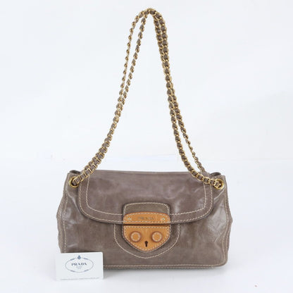 Prada White Tag Leather 2-Way Chain Shoulder Bag