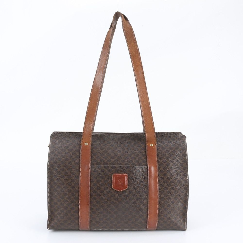 Celine Vintage Macadam Leather Tote Bag Shoulder