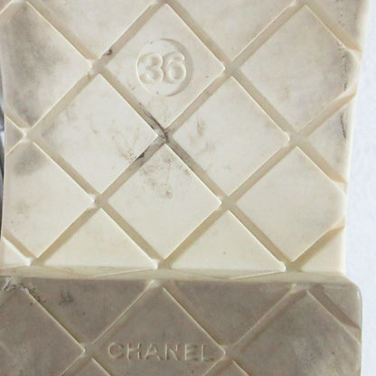 Chanel CC Logo Glitter Striped Platform Slip-on Sneakers Silver Colored — view 8