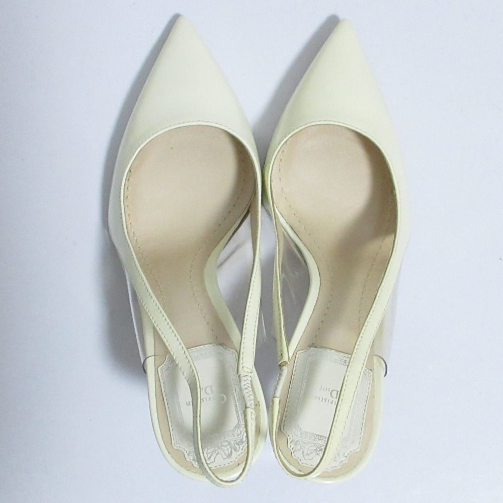 Dior Patent Leather Pointed Toe Slingback Pumps White Spring Summer — view 5