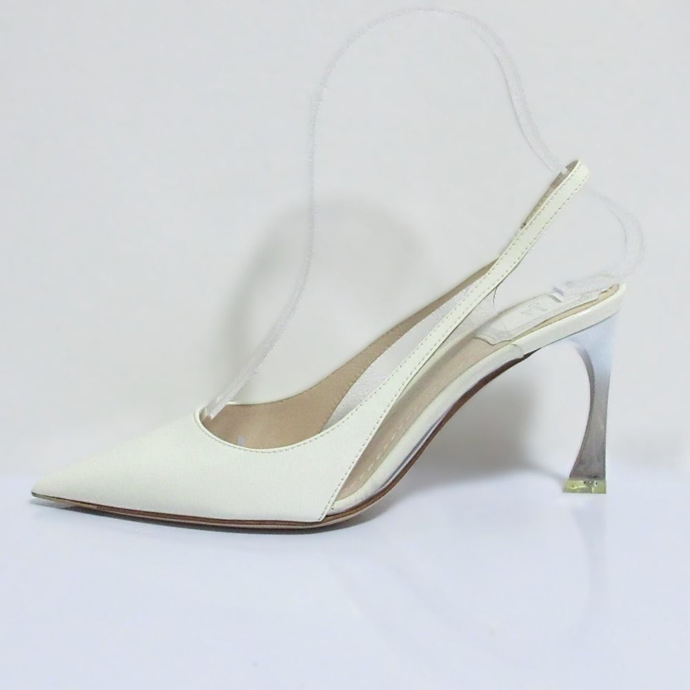 Dior Patent Leather Pointed Toe Slingback Pumps White Spring Summer — view 2