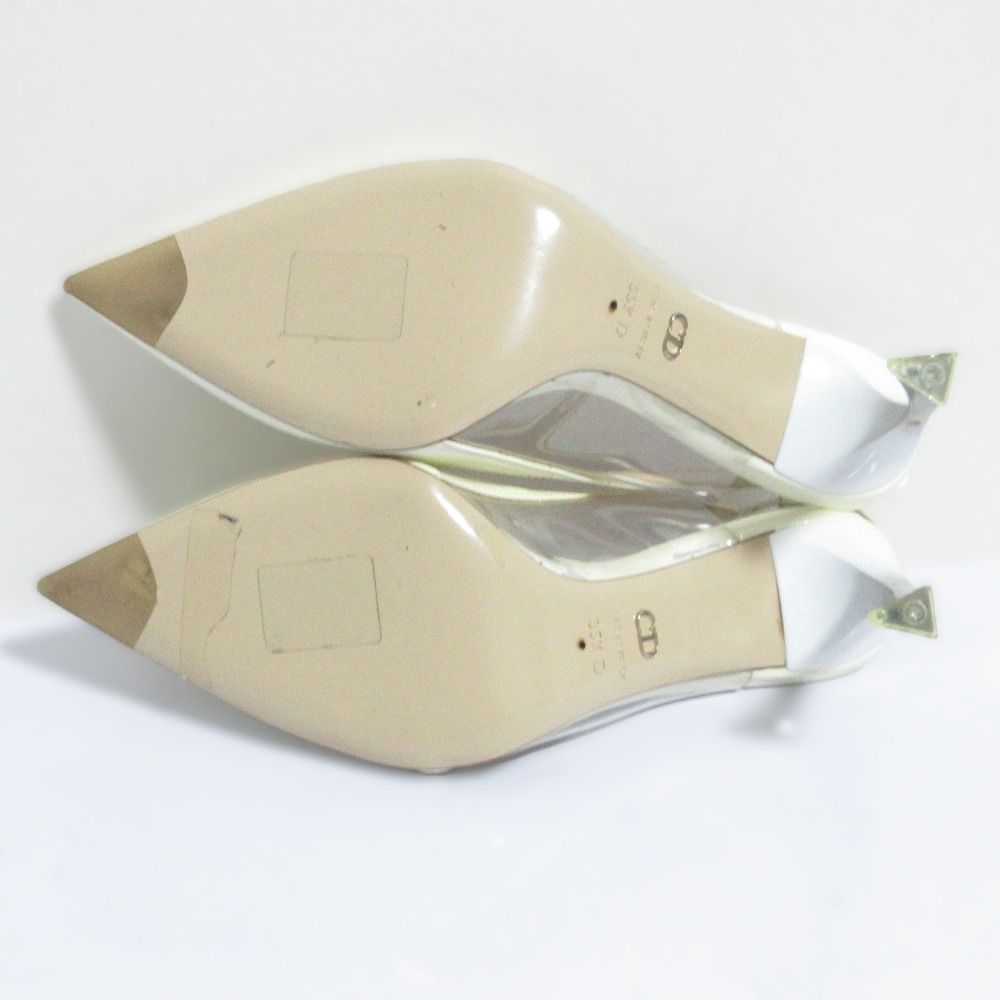 Dior Patent Leather Pointed Toe Slingback Pumps White Spring Summer — view 7