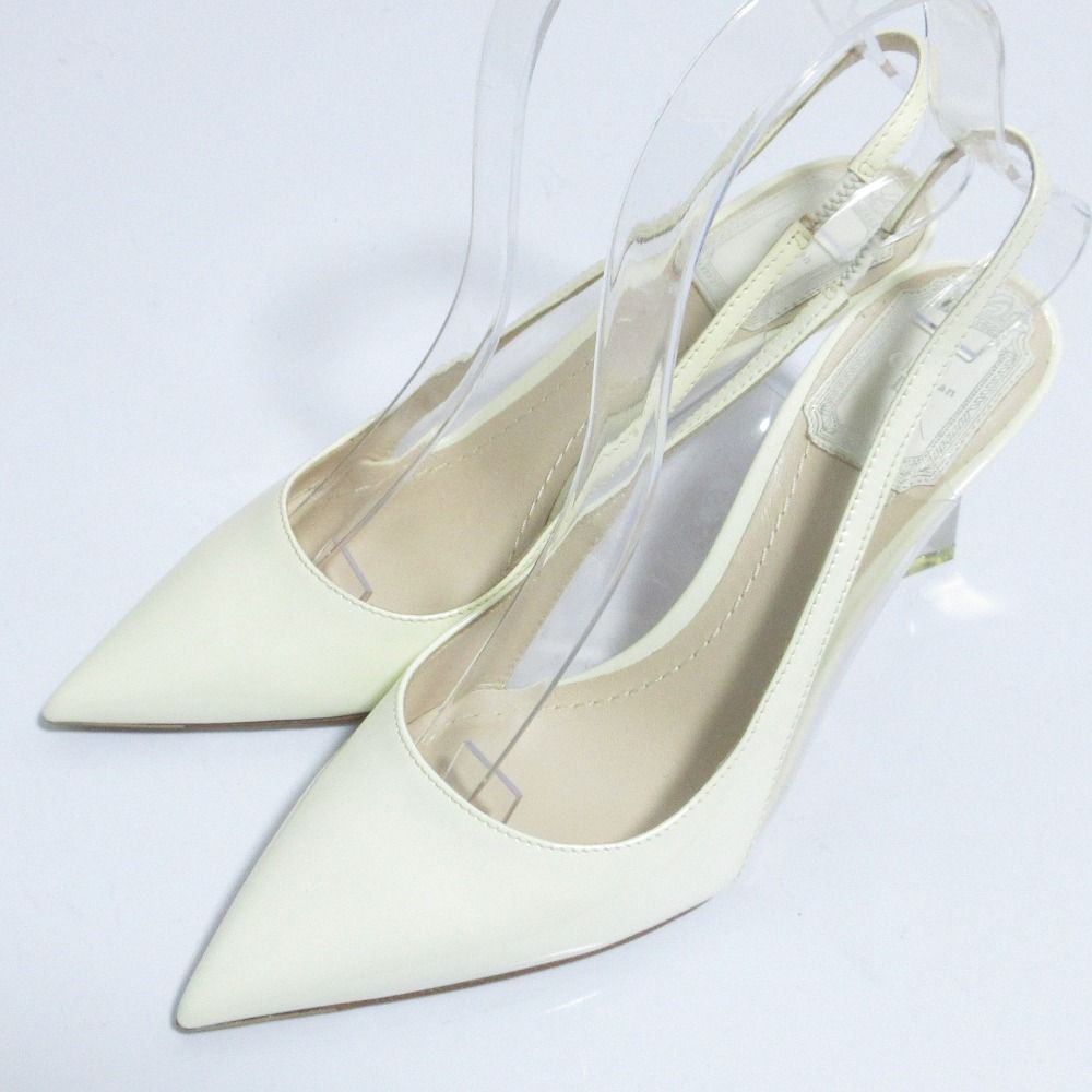 Dior Patent Leather Pointed Toe Slingback Pumps White Spring Summer