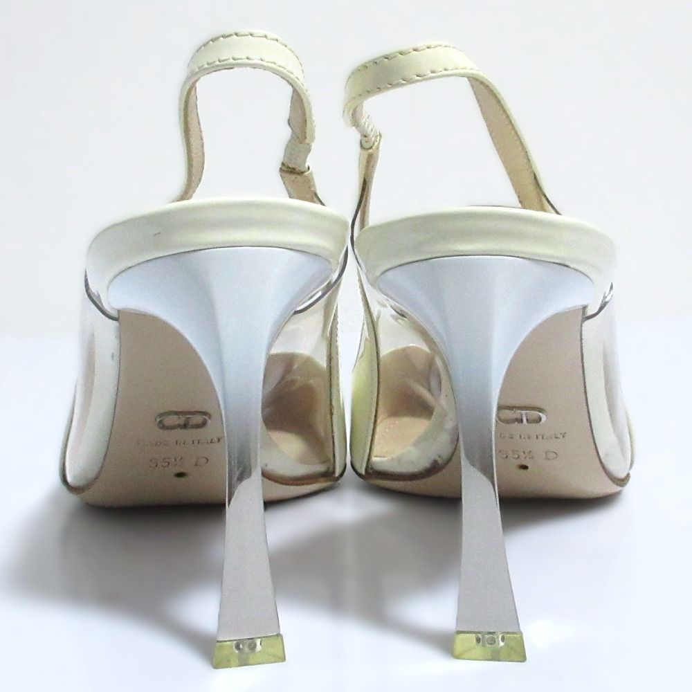 Dior Patent Leather Pointed Toe Slingback Pumps White Spring Summer — view 6