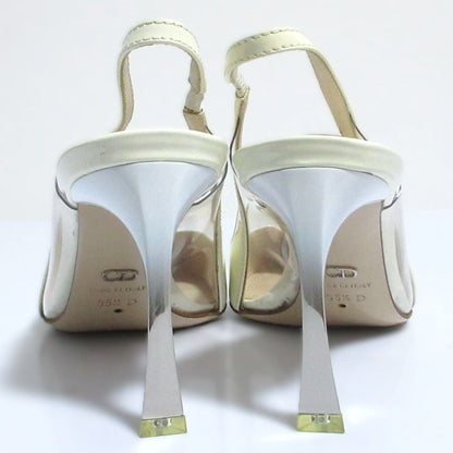 Dior Patent Leather Pointed Toe Slingback Pumps White Spring Summer — view 6