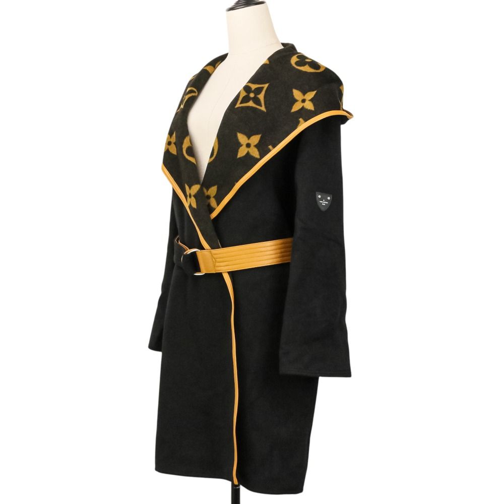 Louis Vuitton Monogram Hooded Gown Coat Black Fall Winter 40 — view 2