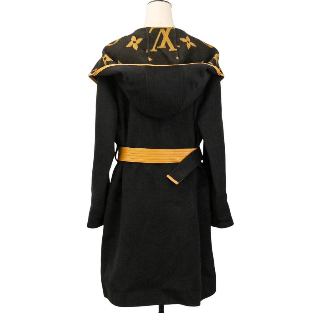 Louis Vuitton Monogram Hooded Gown Coat Black Fall Winter 40 — view 4