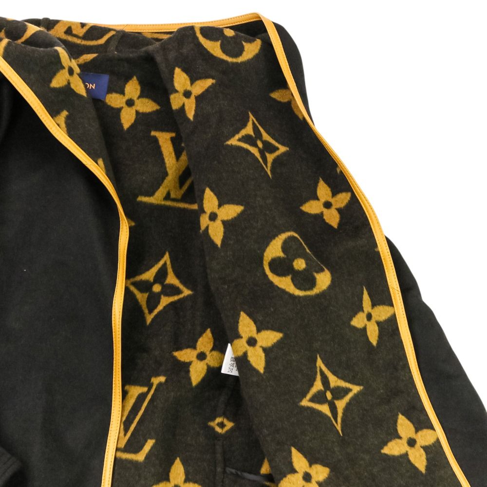 Louis Vuitton Monogram Hooded Gown Coat Black Fall Winter 40 — view 6