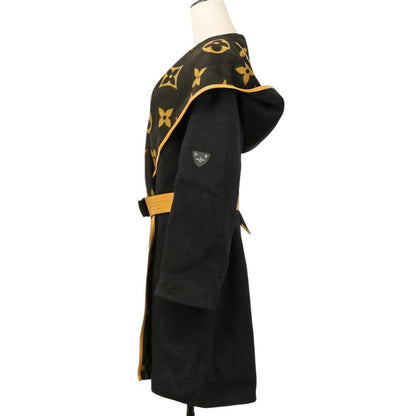 Louis Vuitton Monogram Hooded Gown Coat Black Fall Winter 40 — view 3