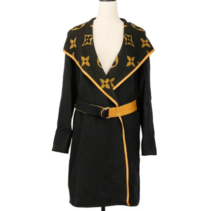 Louis Vuitton Monogram Hooded Gown Coat Black Fall Winter 40