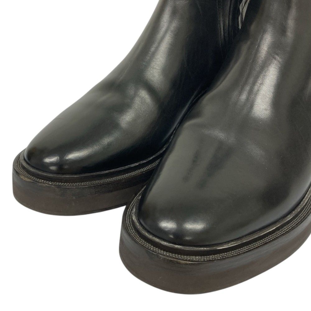 Brunello Cucinelli Leather Short Boots Black Autumn Winter — view 3