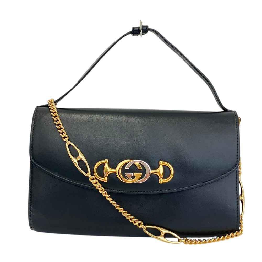 Gucci Zumi Leather Chain Shoulder Bag Black