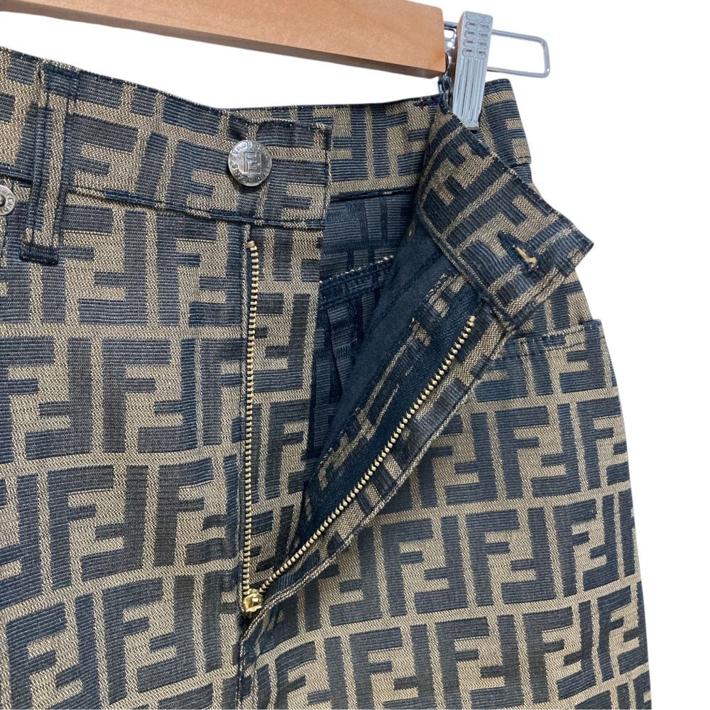 Fendi Zucca Pattern Canvas Fitted Mini Skirt Brown Spring Summer Fall Winter 42 — view 3