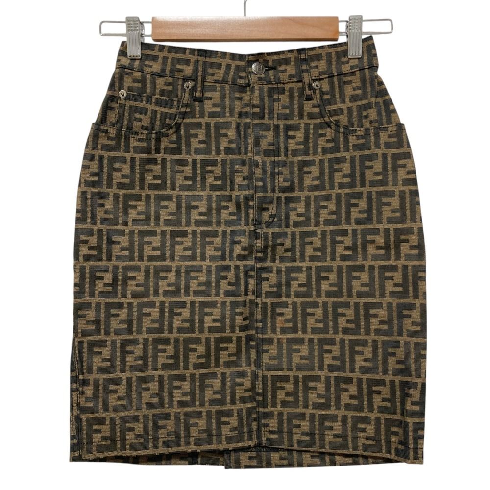 Fendi Zucca Pattern Canvas Fitted Mini Skirt Brown Spring Summer Fall Winter 42