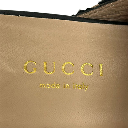 Gucci Sandals Princestown Beige Black Matelasse Horsebit Leather — view 5