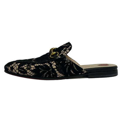 Gucci Sandals Princestown Beige Black Matelasse Horsebit Leather