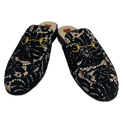 Gucci Sandals Princestown Beige Black Matelasse Horsebit Leather — view 2