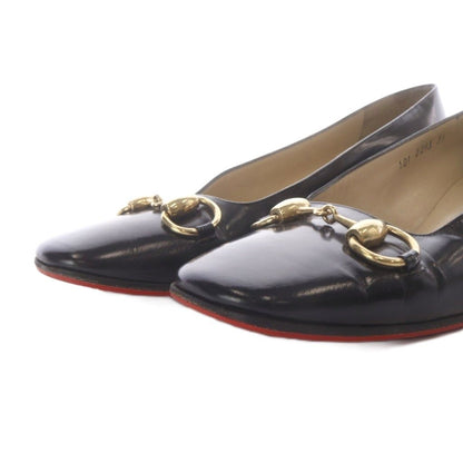 Gucci 101 Pumps Chunky Heel Horsebit Square Toe Leather Black — view 5