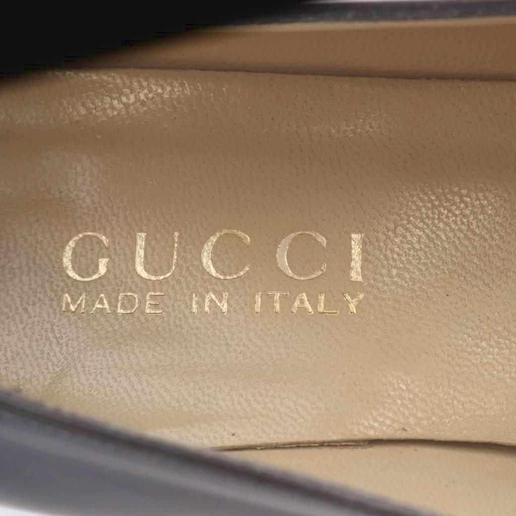 Gucci 101 Pumps Chunky Heel Horsebit Square Toe Leather Black — view 6